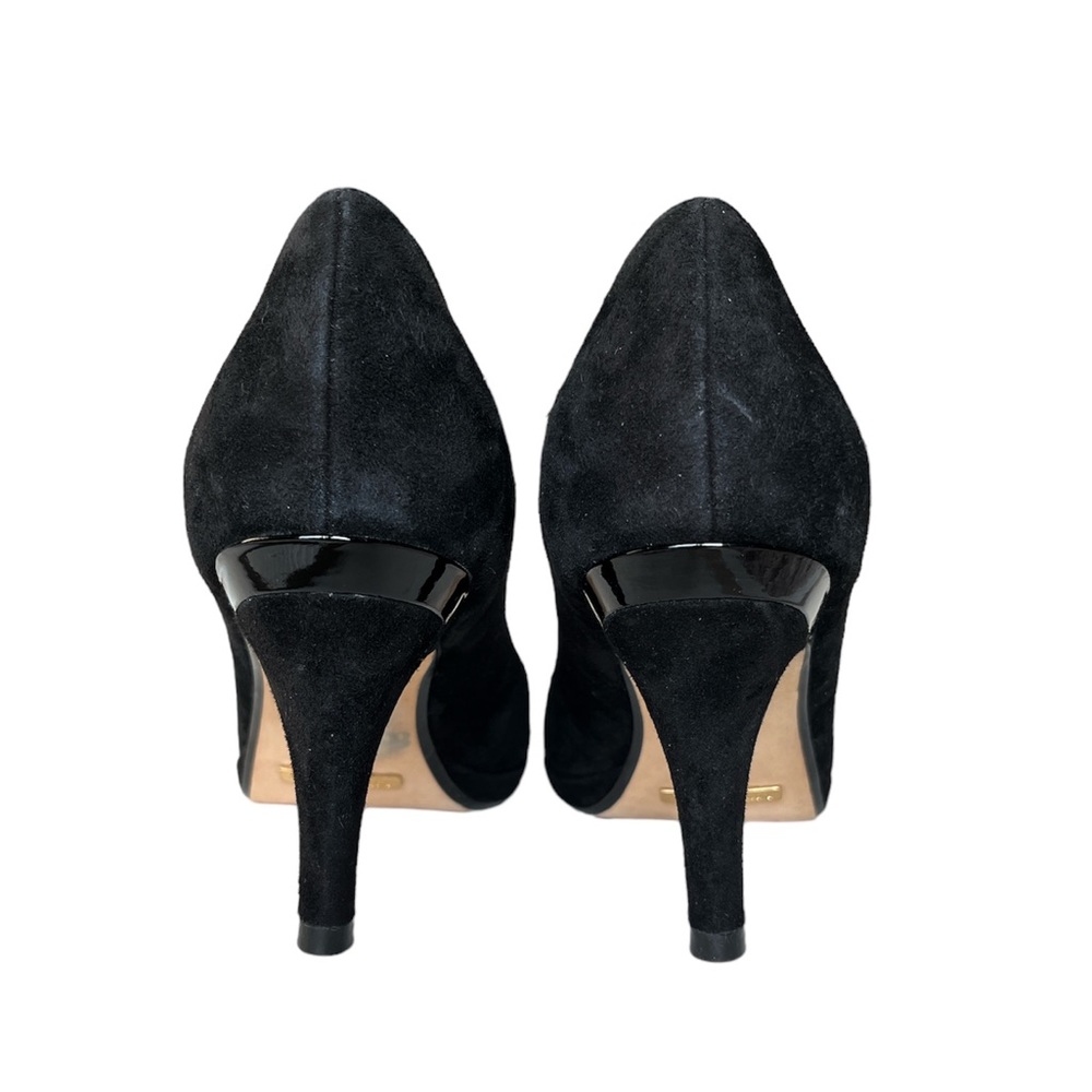 Cole Haan black suede peep toe pumps heel size 7.5 B Nike Air - Picture 5 of 8